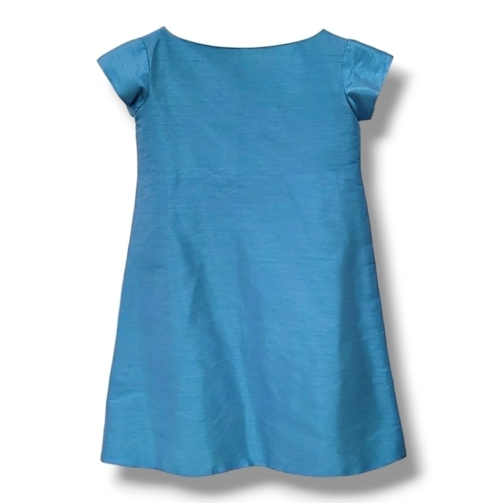 Twirl Girl Blue 100% Silk Short Sleeve Dress - Size 8 Years